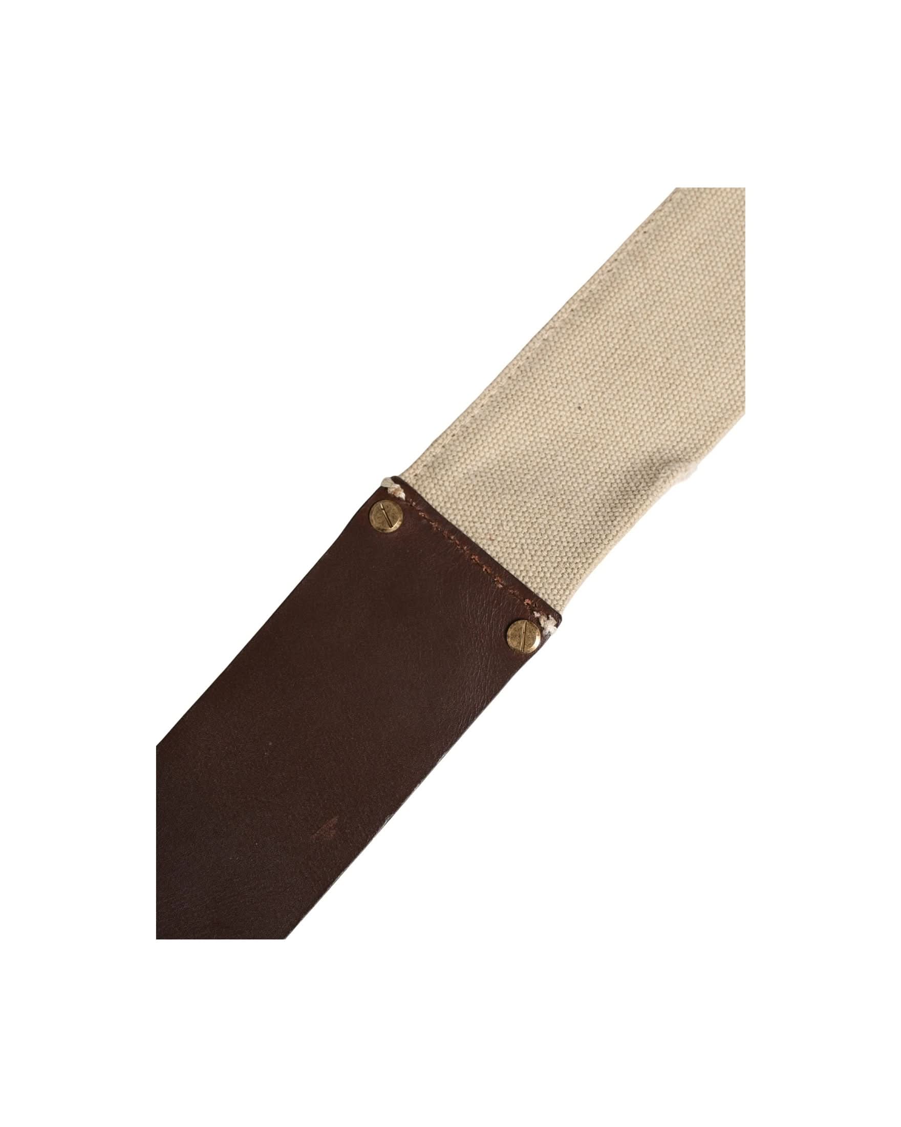 Ermanno Scervino Brown Leather Beige Canvas Metal Buckle Belt 