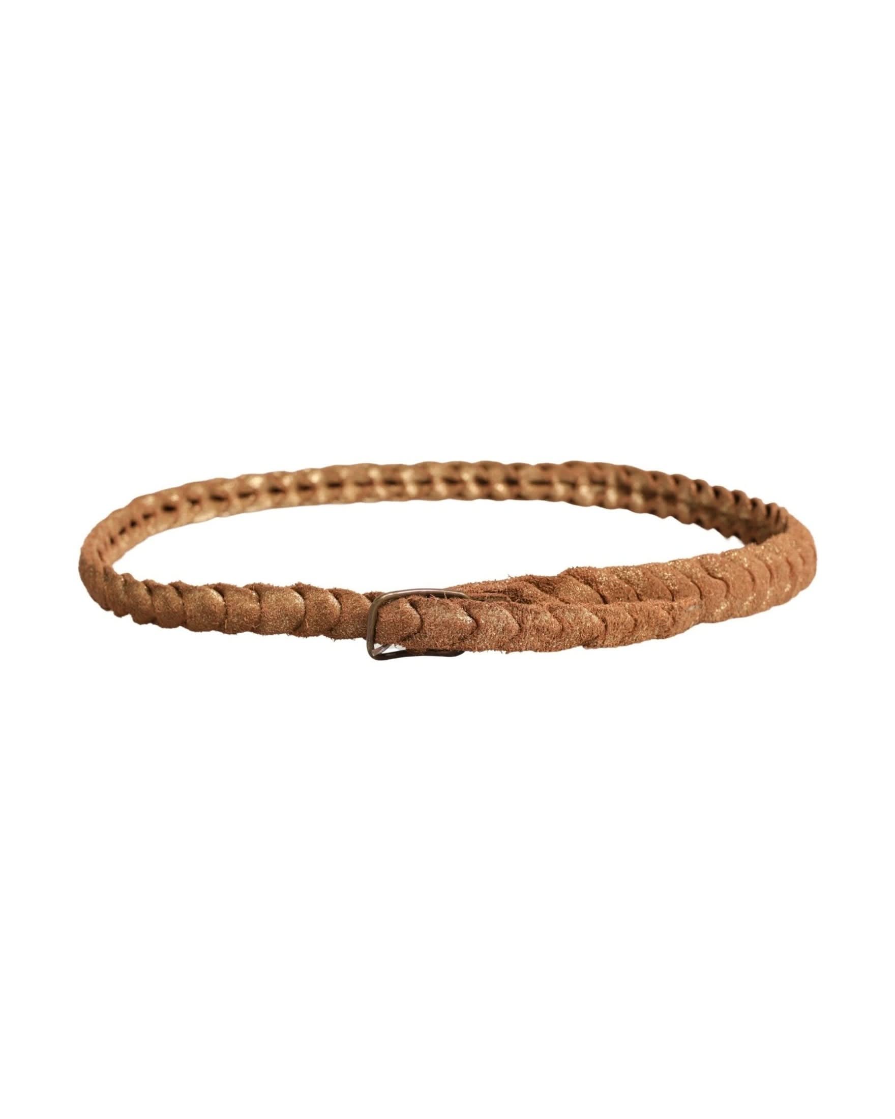 Ermanno Scervino Brown Leather Braided Metal Buckle Belt 