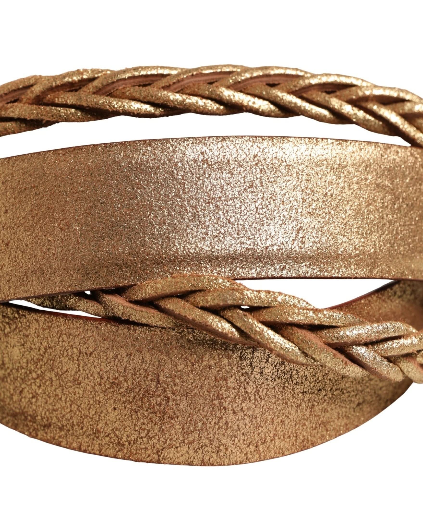 Ermanno Scervino Brown Leather Braided Metal Buckle Belt 