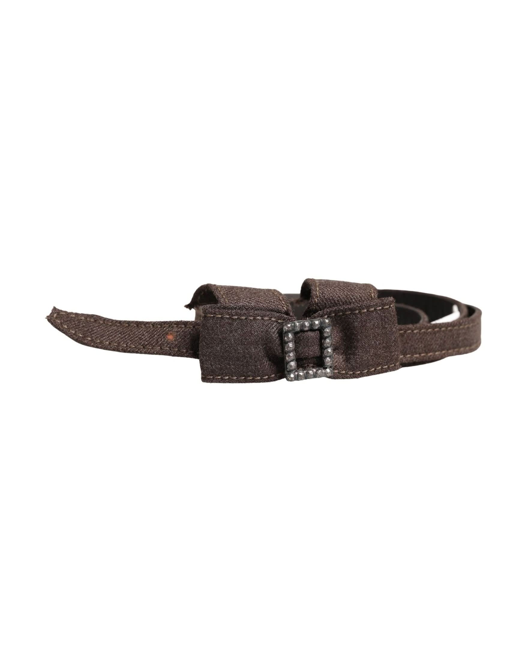 Ermanno Scervino Brown Wool Dark Bow Embellished Buckle Belt 