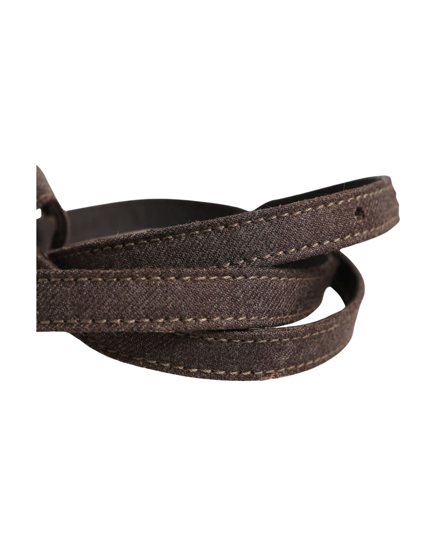 Ermanno Scervino Brown Wool Dark Bow Embellished Buckle Belt 