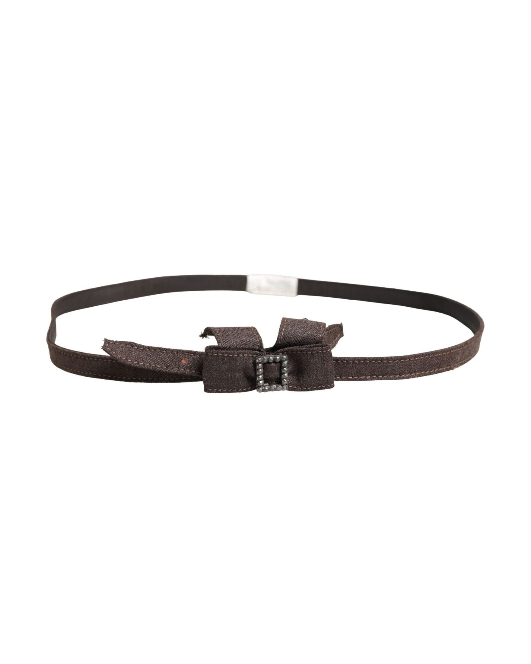 Ermanno Scervino Brown Wool Dark Bow Embellished Buckle Belt 