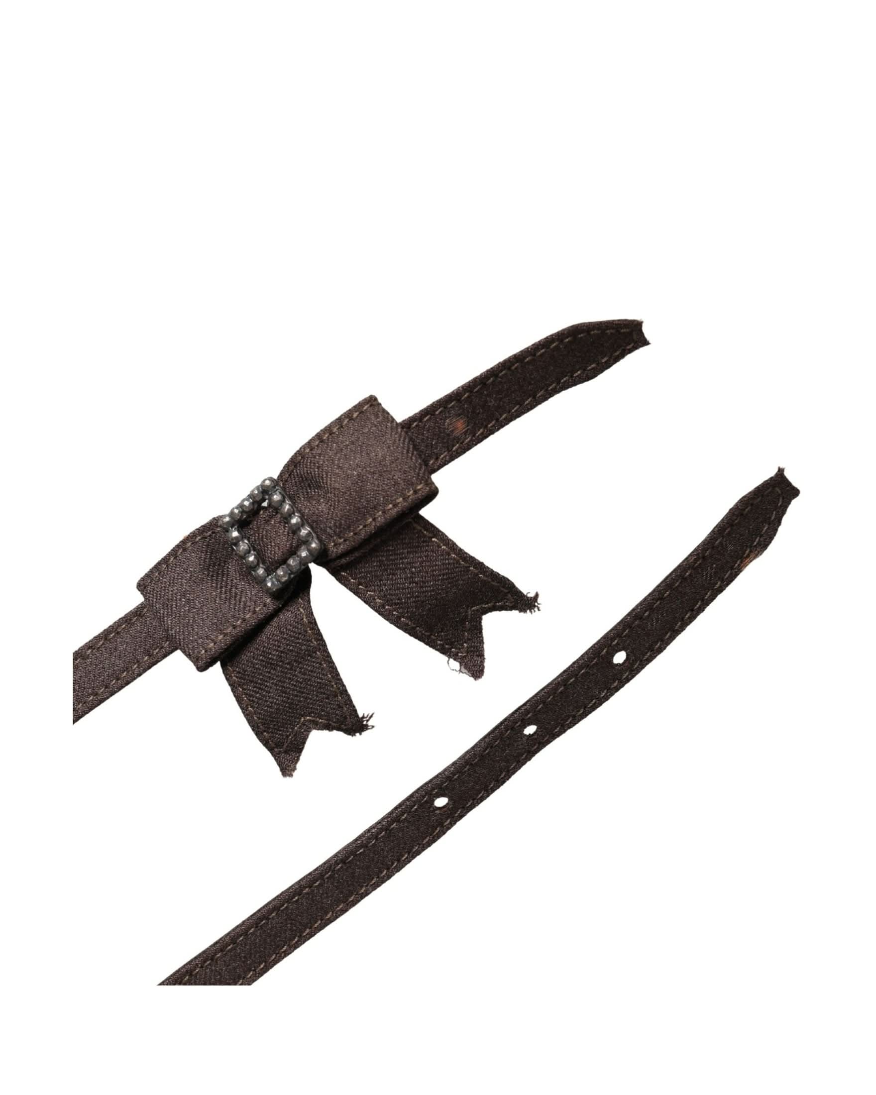 Ermanno Scervino Brown Wool Dark Bow Embellished Buckle Belt 