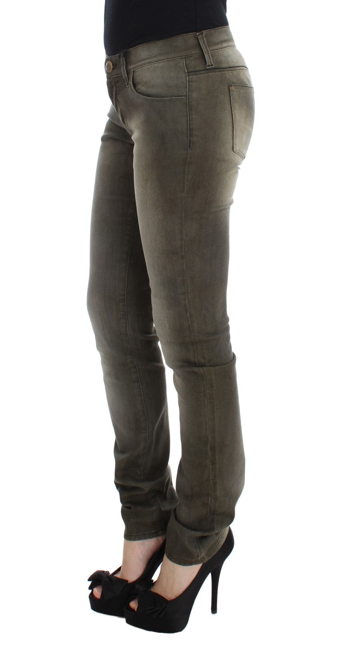 Ermanno Scervino Gray Cotton Wash Blend Slim Fit Jeans Jeans