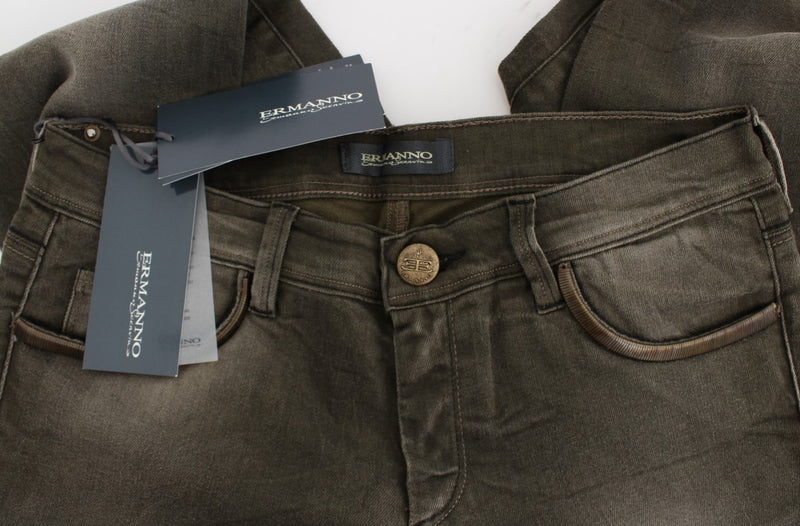 Ermanno Scervino Gray Cotton Wash Blend Slim Fit Jeans Jeans