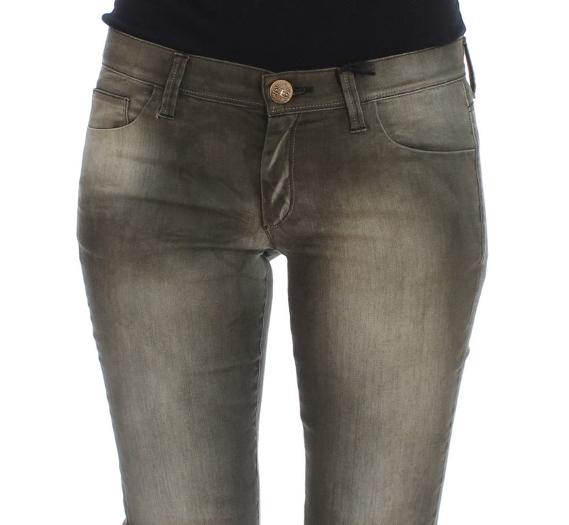 Ermanno Scervino Gray Cotton Wash Blend Slim Fit Jeans Jeans