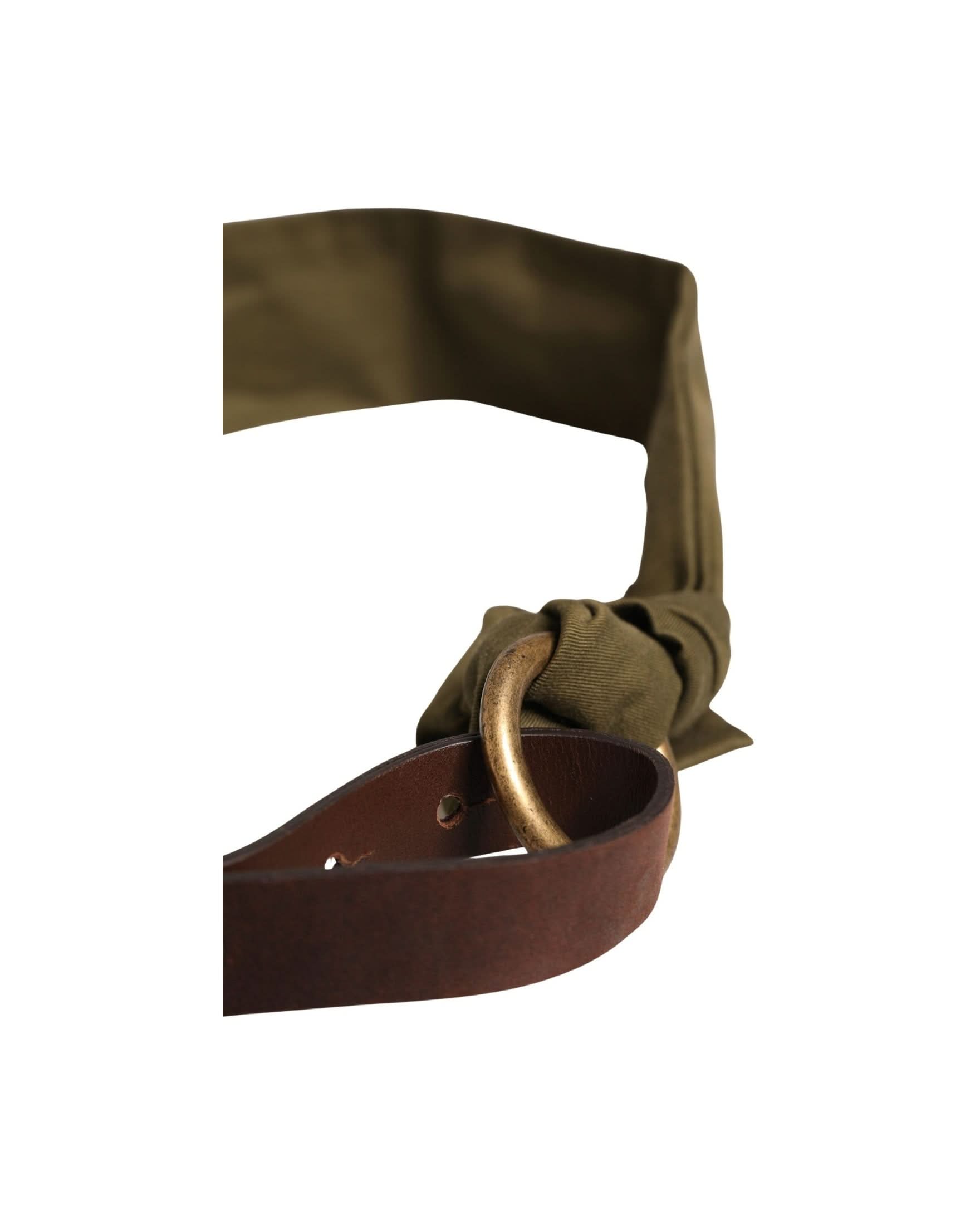Ermanno Scervino Green Cotton Army Round Buckle Waist Belt 