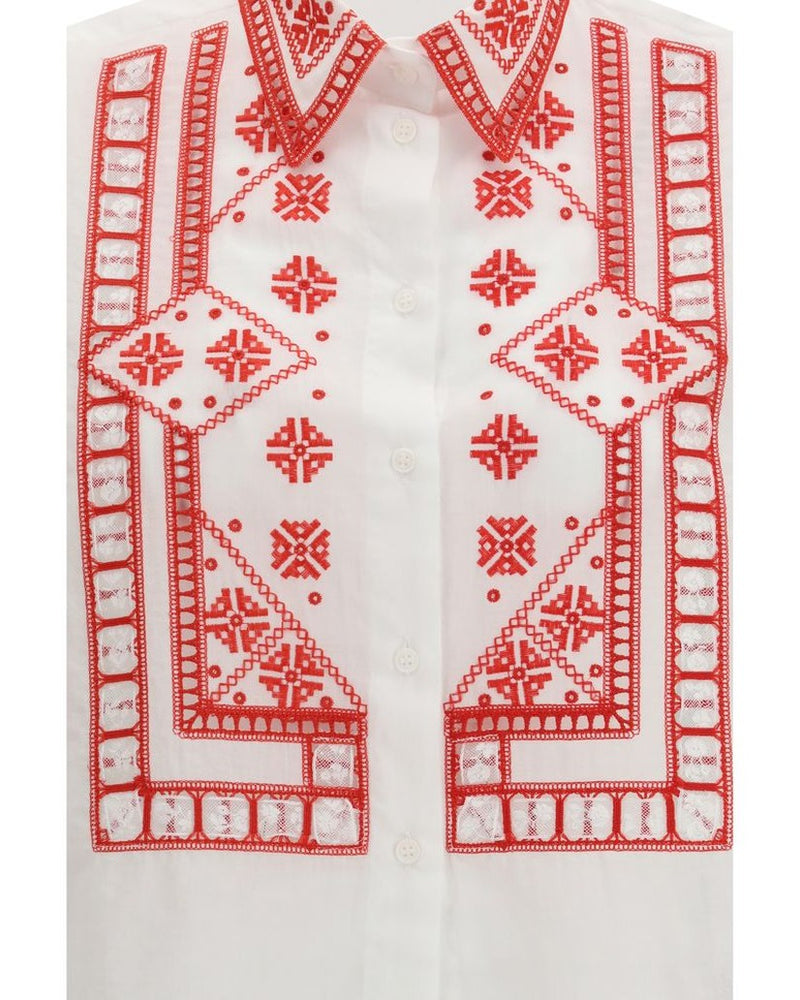 Ermanno Scervino White Cotton Pattern Shirt Glam Steals