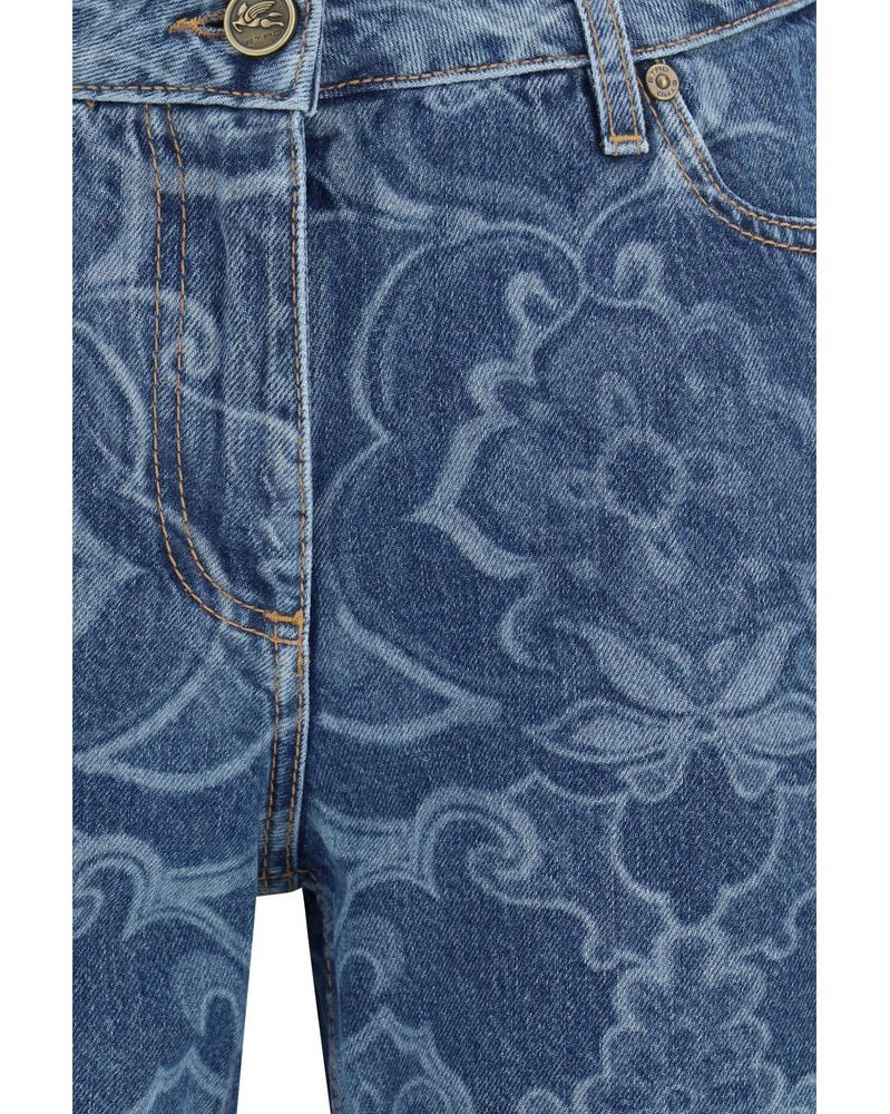 Etro Blue Cotton Flared Jeans Glam Steals