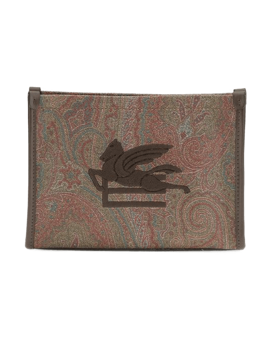 Etro Brown Calf Leather Bos Taurus Shoulder Bag Clutch Bags