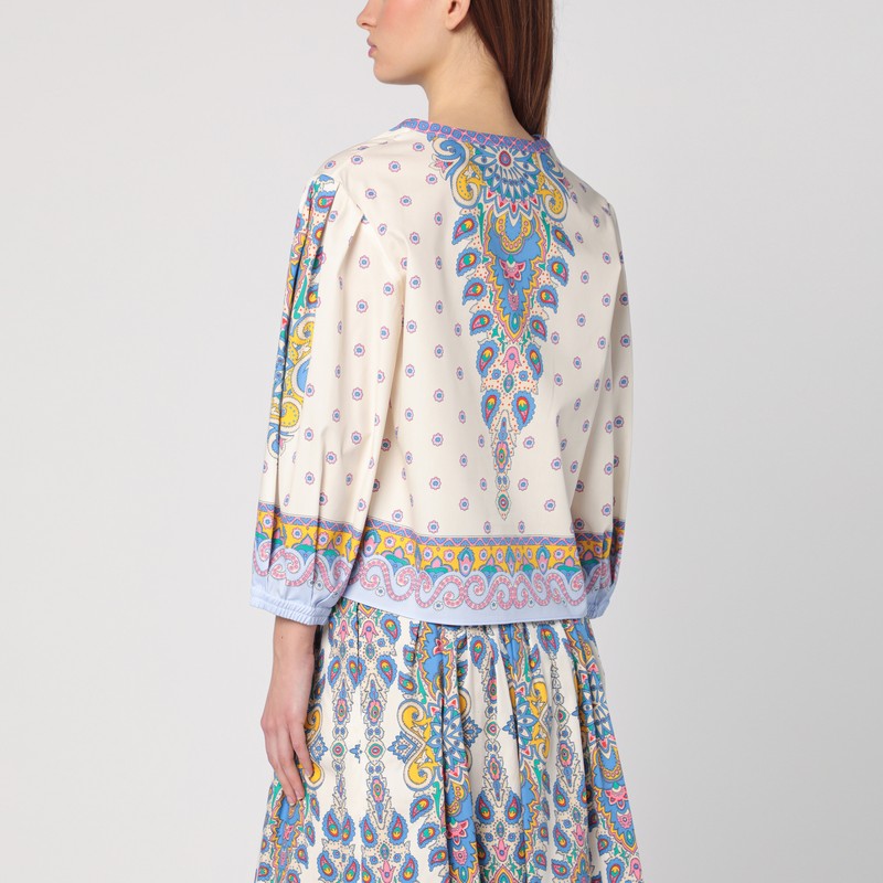 Etro Cotton Printed Blouse With Balloon Sleeves Glam Steals