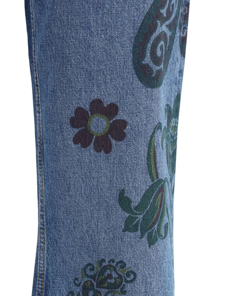 Etro Flower and Bee Print Flare Jeans Glam Steals