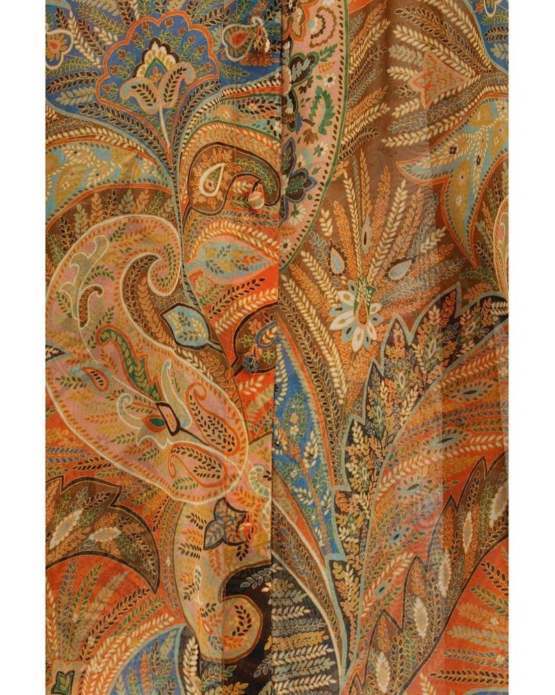 Etro Orange Silk Pattern Shirt 