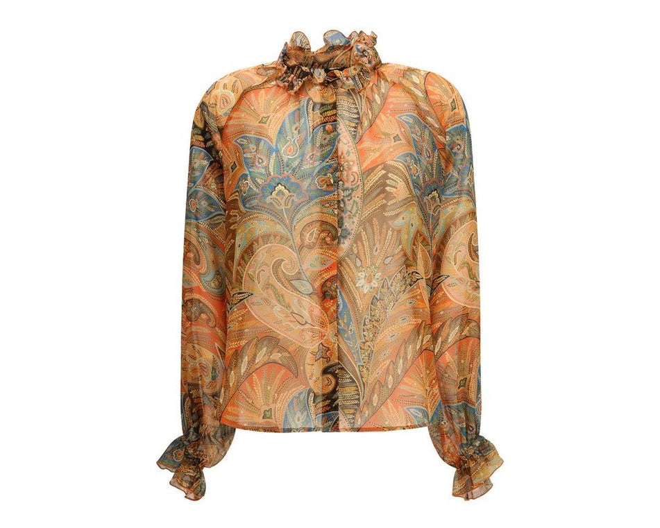 Etro Orange Silk Pattern Shirt Glam Steals