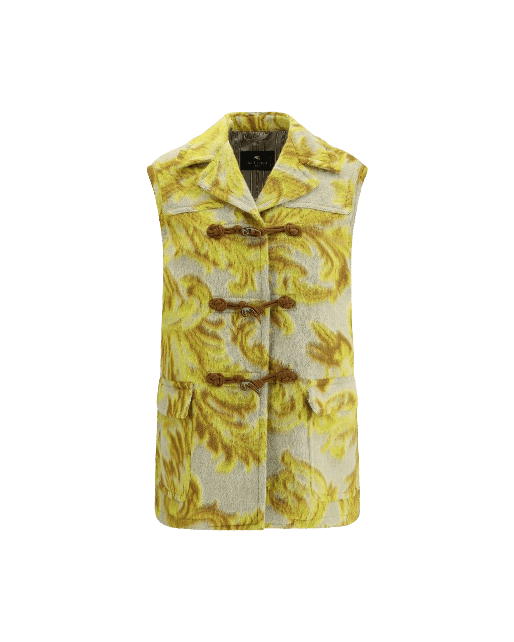 Etro Yellow Wool Sleveless Jacket Glam Steals