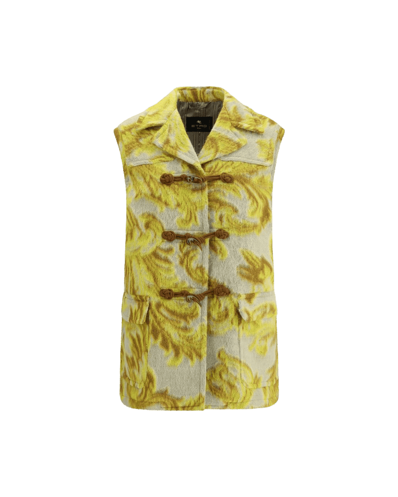 Etro Yellow Wool Sleveless Jacket Glam Steals