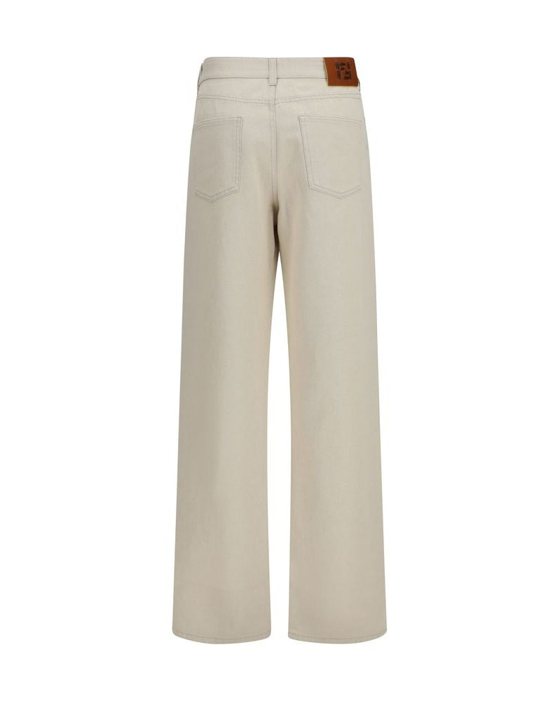 Fendi Beige Cotton Straight Leg Jeans Glam Steals