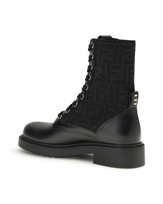 Fendi Black Calf Leather Bos Taurus Lace Up Boots Glam Steals