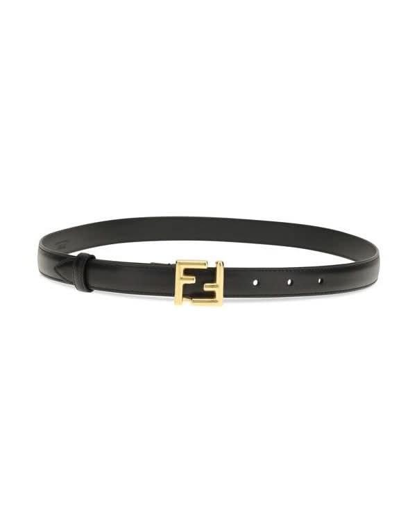 Fendi Black Calf Leather Bos Taurus Regular Belt 