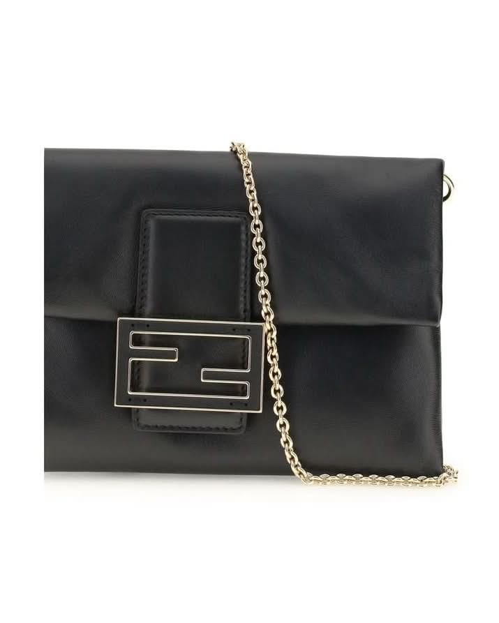 Fendi Black Calf Leather Bos Taurus Shoulder Bag 