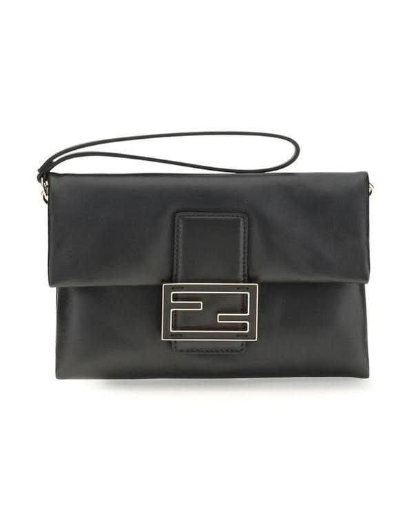Fendi Black Calf Leather Bos Taurus Shoulder Bag 