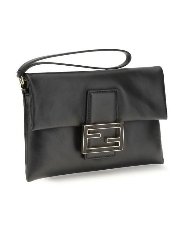Fendi Black Calf Leather Bos Taurus Shoulder Bag 