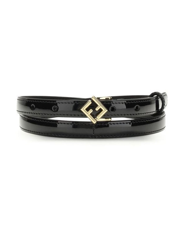 Fendi Black Calf Leather Bos Taurus Thin Belt Glam Steals