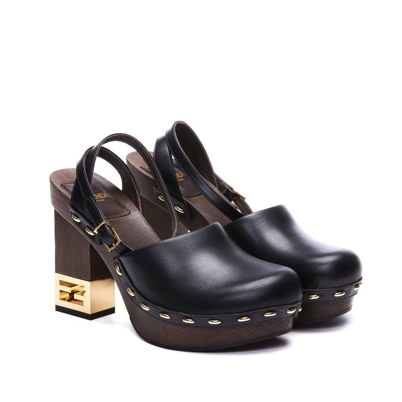 Fendi Black Calfskin Clogs Heels Glam Steals