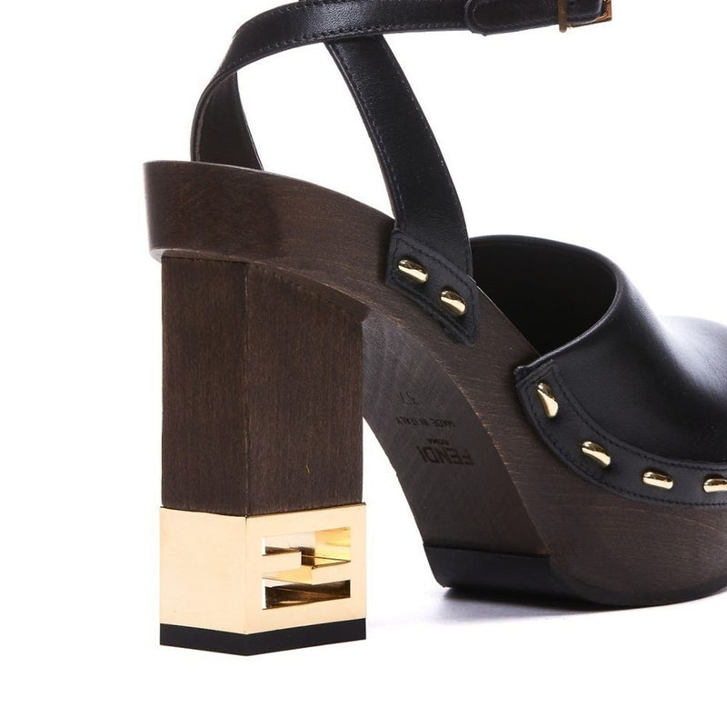 Fendi Black Calfskin Clogs Heels Glam Steals