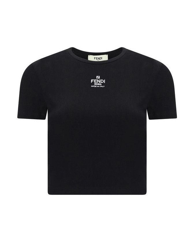 Fendi Black Cotton Top T-Shirts