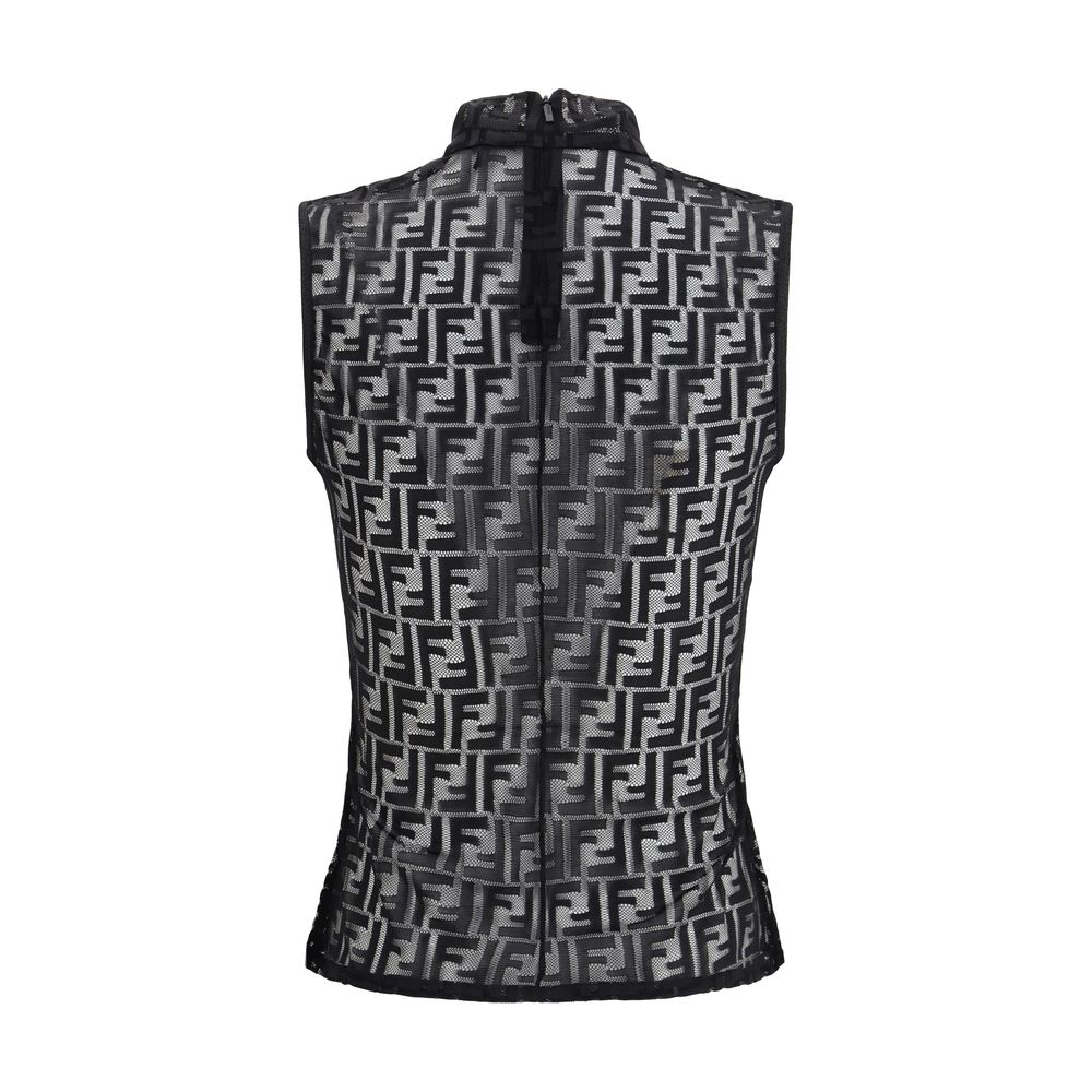 Fendi Black Polyamide Sleeveles T-shirt Glam Steals
