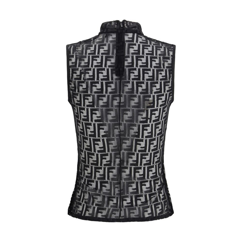 Fendi Black Polyamide Sleeveles T-shirt Glam Steals