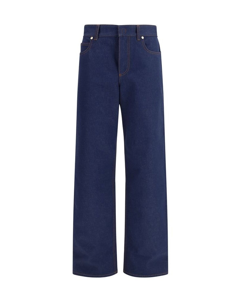 Fendi Blue Cotton Straight Leg Jeans Glam Steals