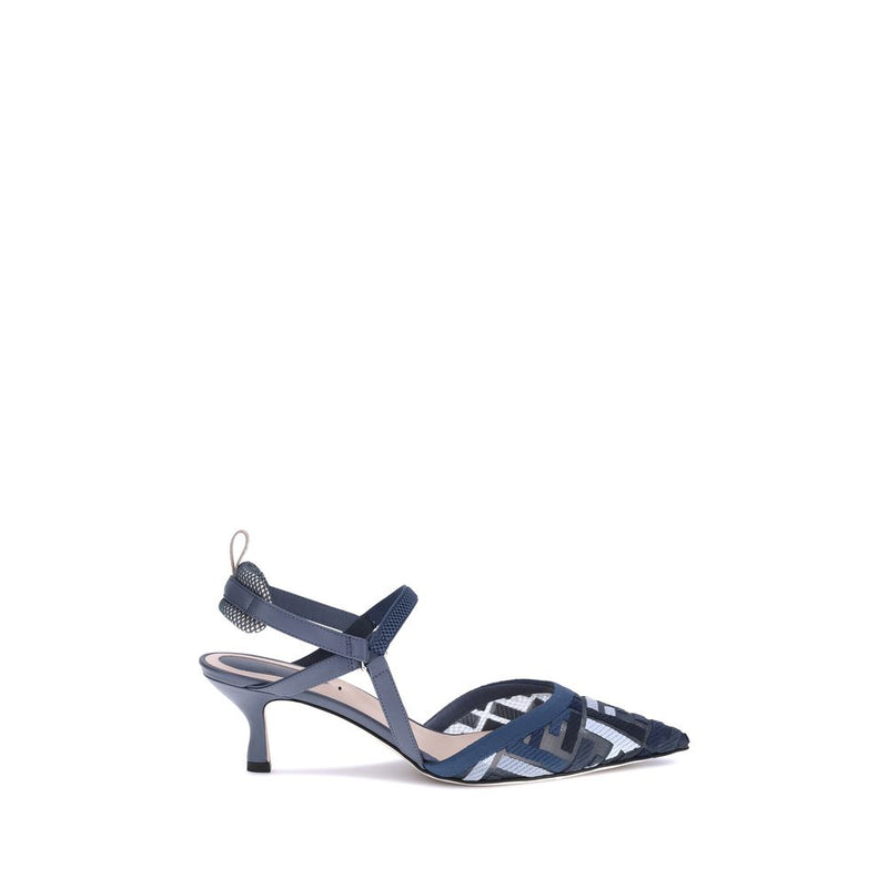 Fendi Blue Polyamide Mid Heel Pumps Glam Steals