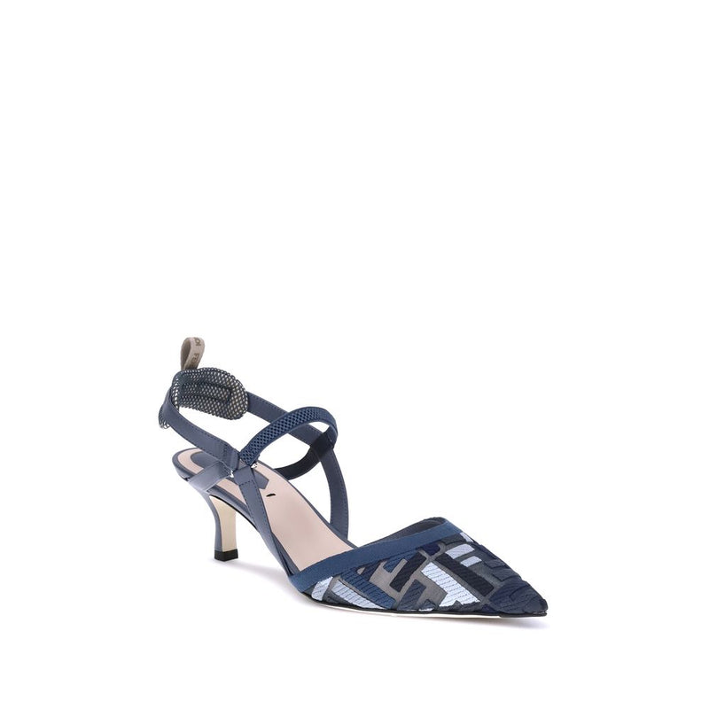 Fendi Blue Polyamide Mid Heel Pumps Glam Steals