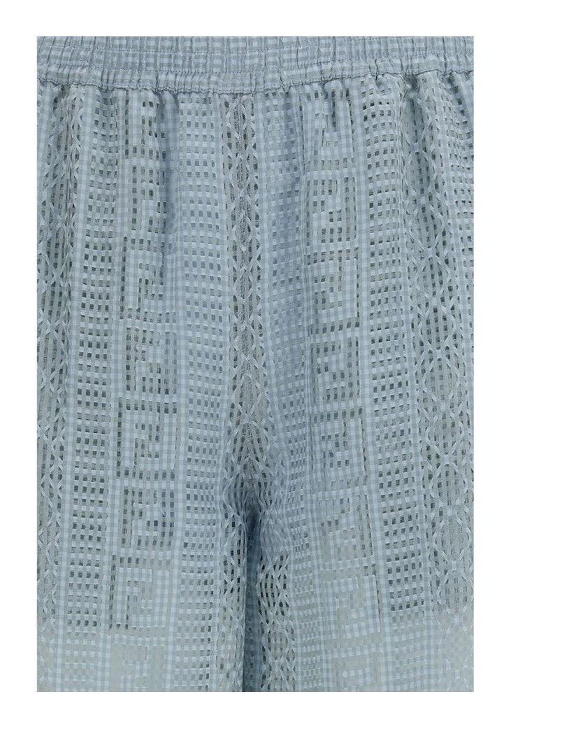 Fendi Blue Viscose Casual Pant Glam Steals