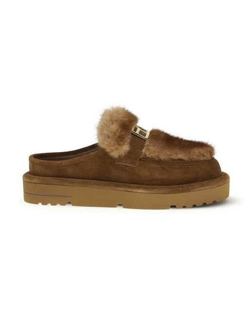 Fendi Brown Lamb Ovis Aries Mules Glam Steals