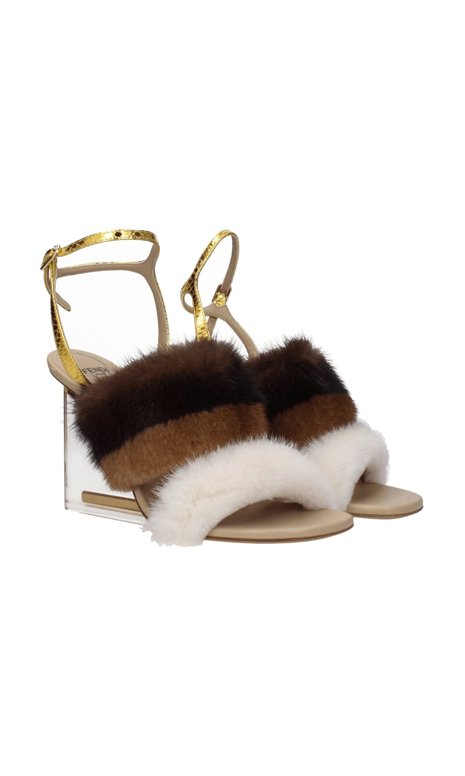 Fendi Brown Mink Strap-Ons Sandals Glam Steals