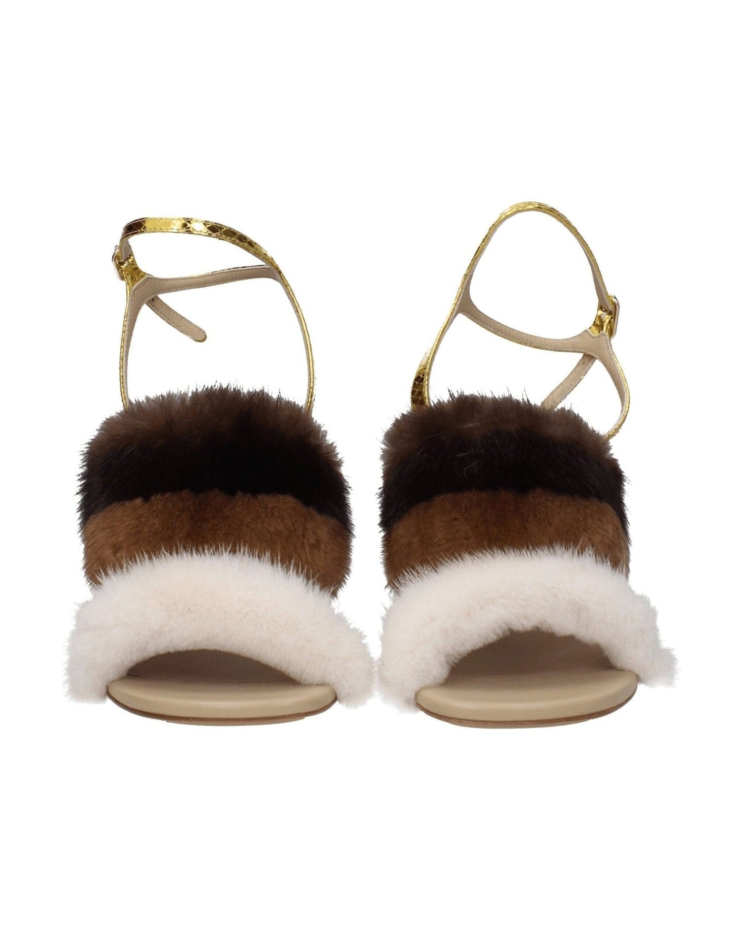 Fendi Brown Mink Strap-Ons Sandals Glam Steals