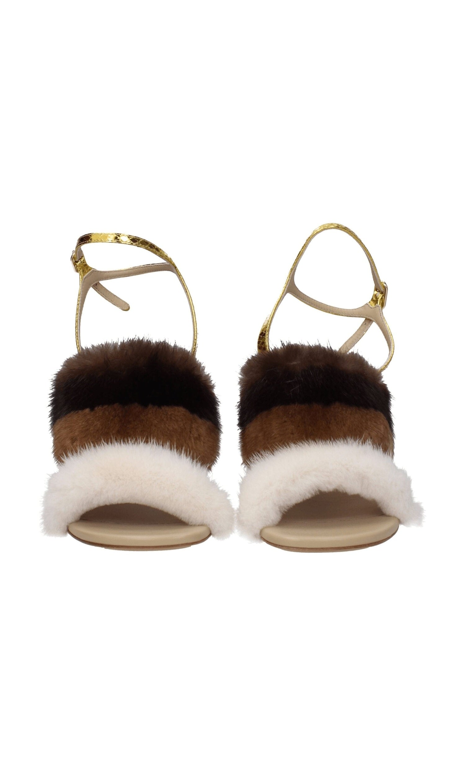 Fendi Brown Mink Strap-Ons Sandals Glam Steals