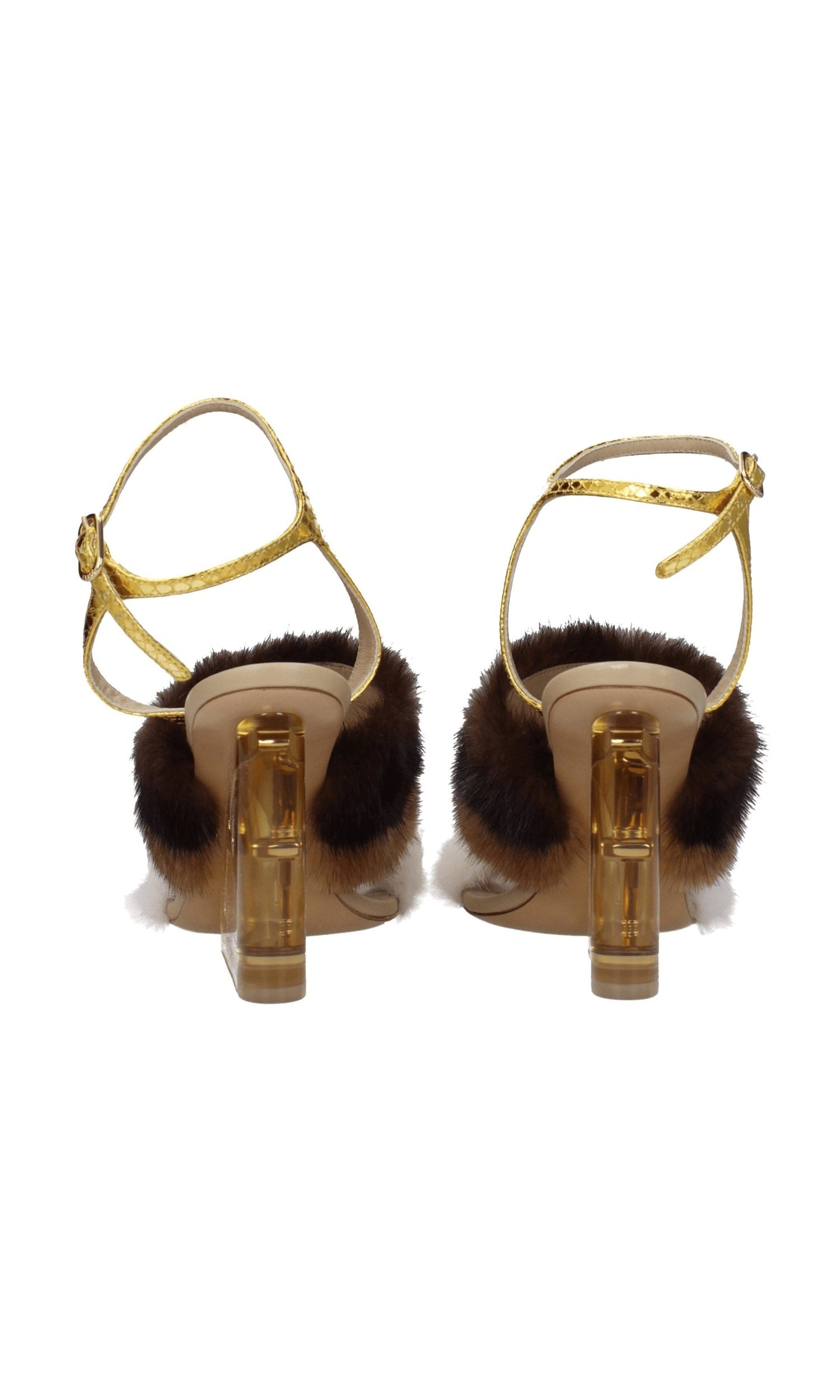 Fendi Brown Mink Strap-Ons Sandals Glam Steals