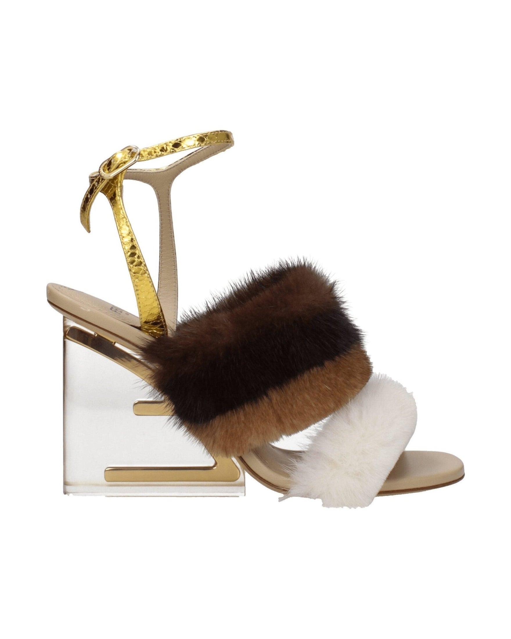 Fendi Brown Mink Strap-Ons Sandals Glam Steals