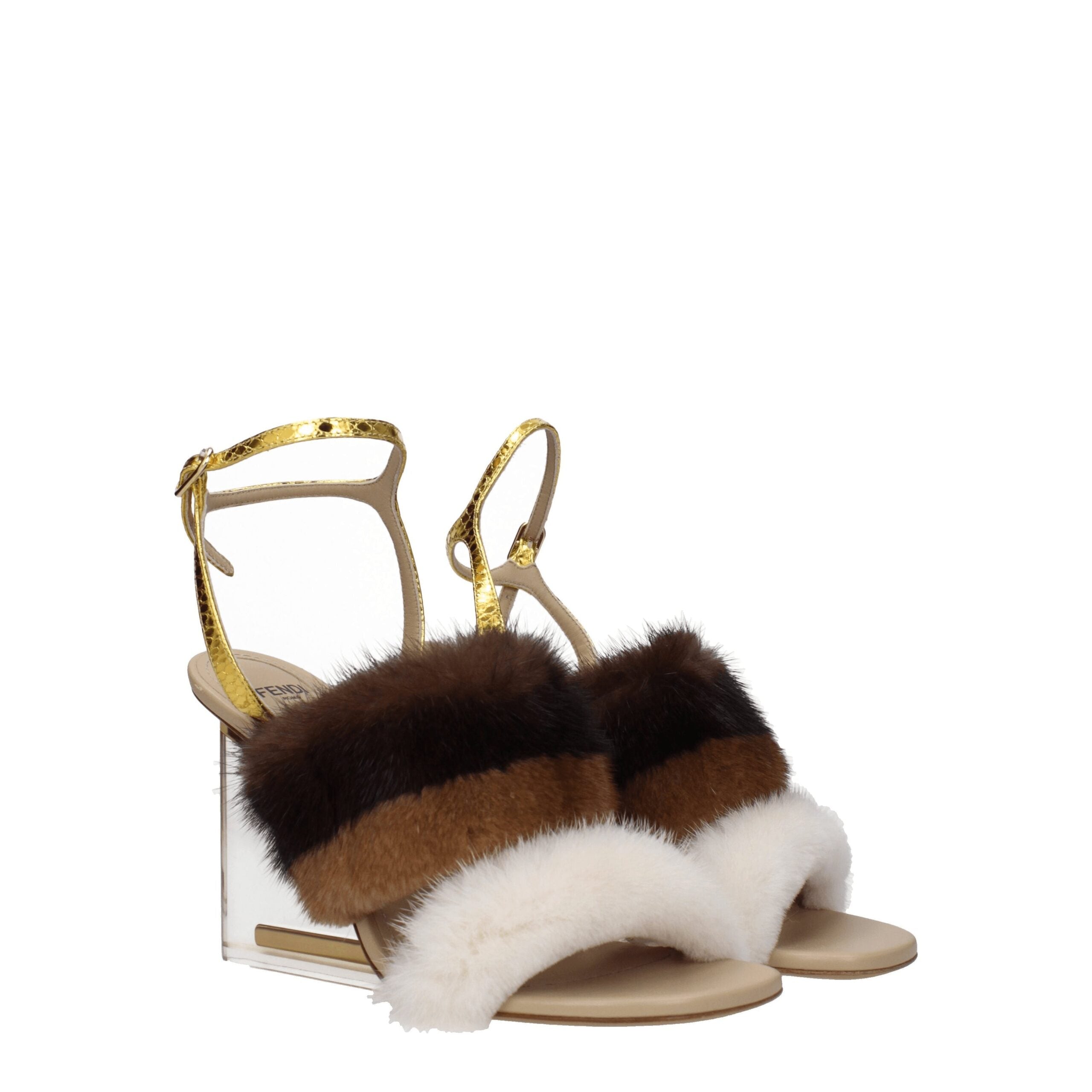 Fendi Brown Mink Strap-Ons Sandals Glam Steals