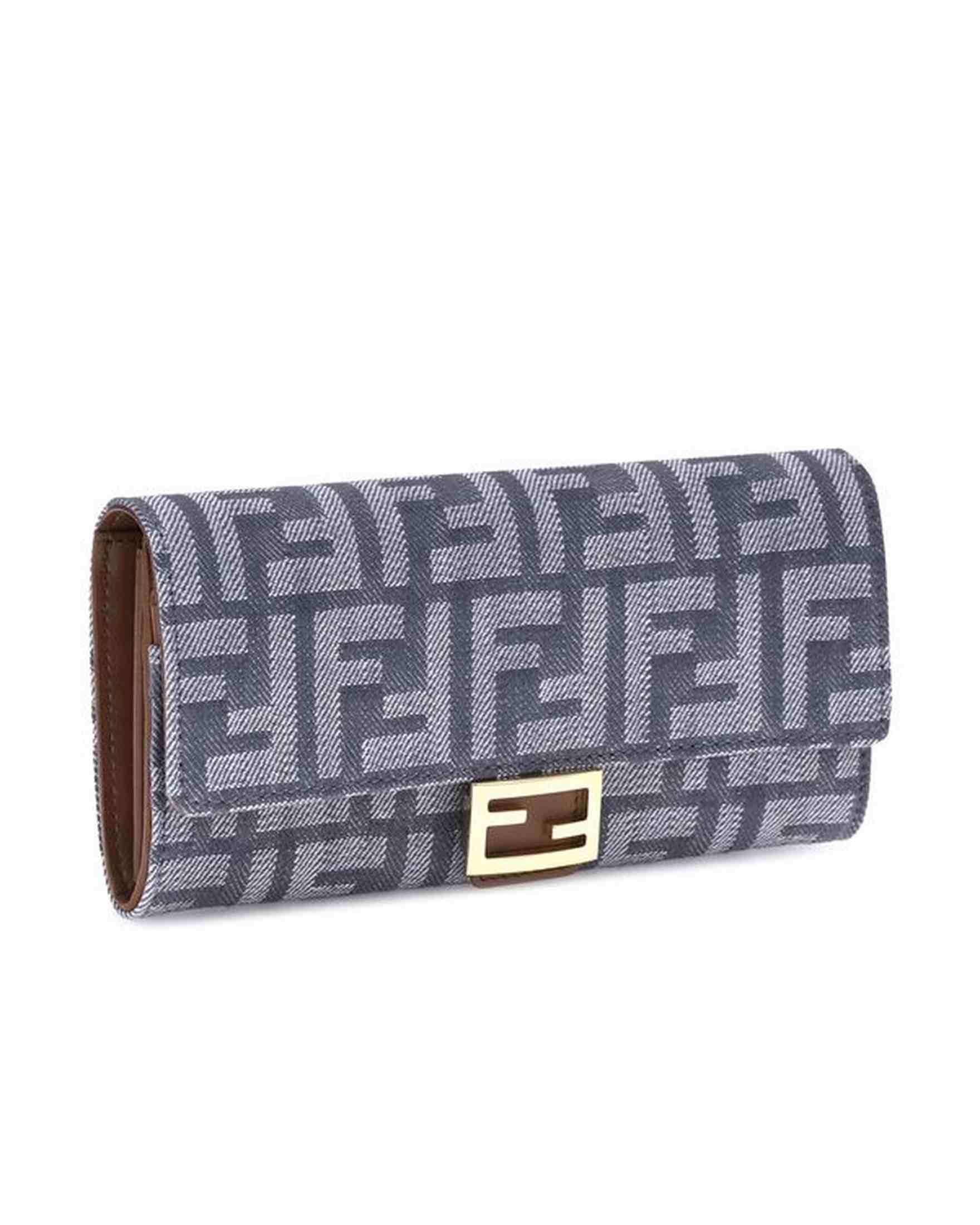 Fendi Denim Ff Print Wallet Glam Steals