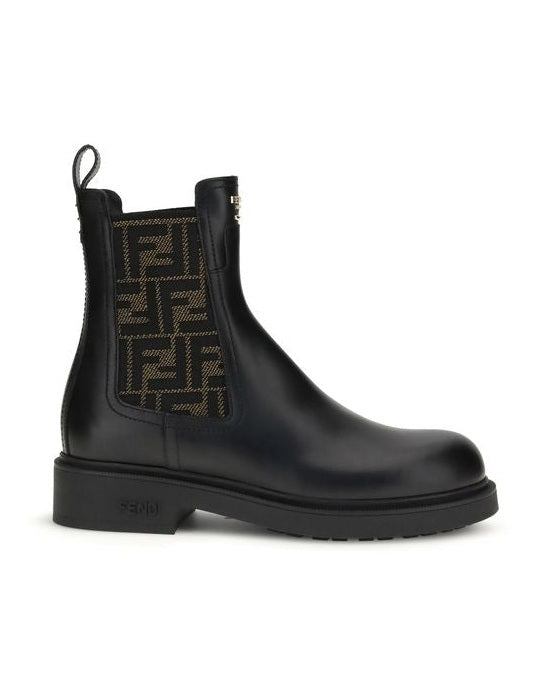 Fendi FF leather and fabric Ankle Boots Glam Steals