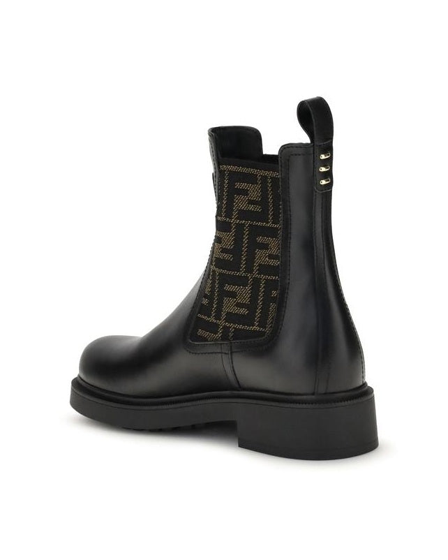 Fendi FF leather and fabric Ankle Boots Glam Steals