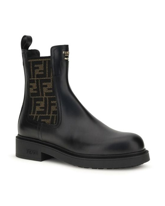 Fendi FF leather and fabric Ankle Boots Glam Steals