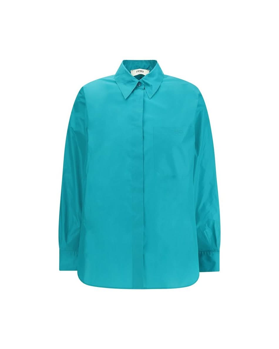 Fendi Light Blue Silk Dress Shirt Shirts