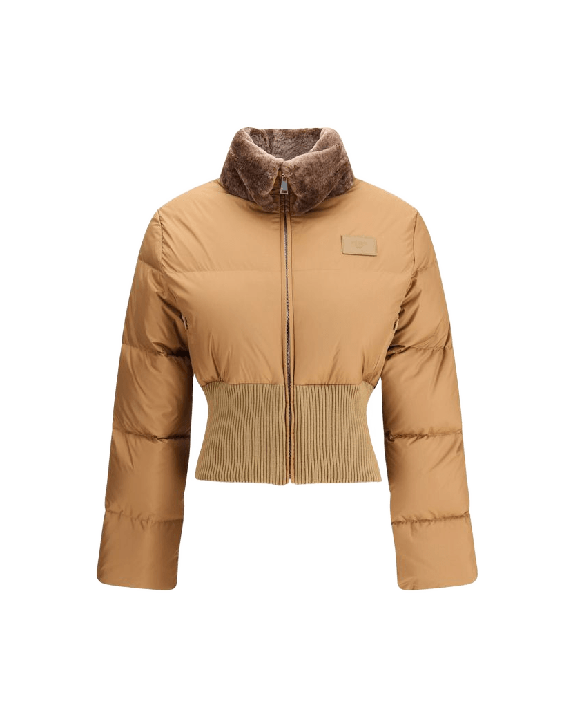 Fendi Shearling Cropped Down Jacket with Lining Glam Steals