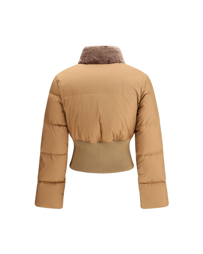 Fendi Shearling Cropped Down Jacket with Lining Glam Steals